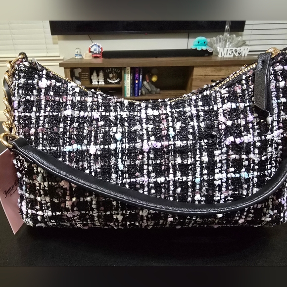 Juicy Couture Black and Pink Tweed Shoulder Bag - Picture 5 of 8